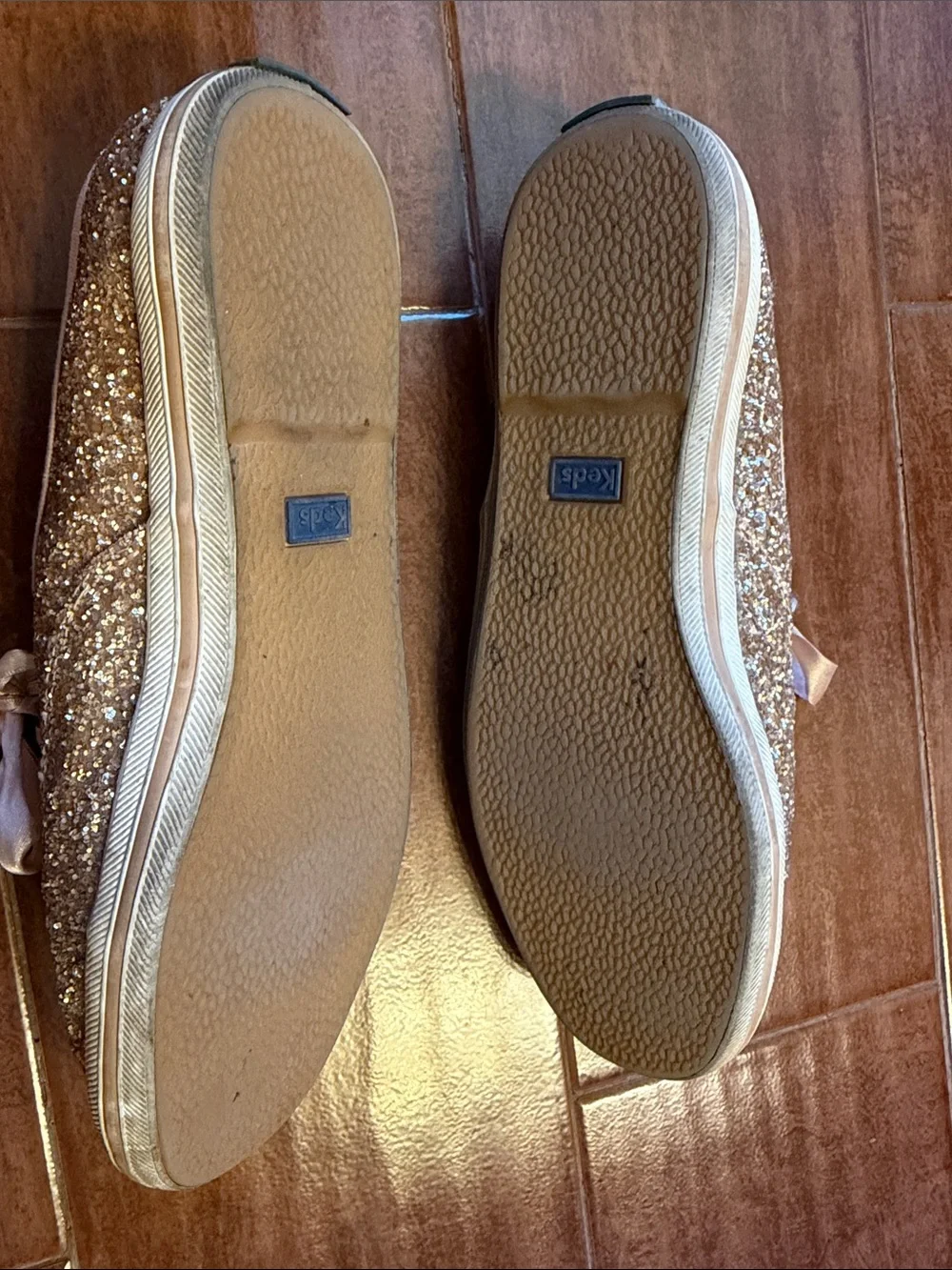 kate spade Glitter Sneakers in Rose Gold with Satin Laces